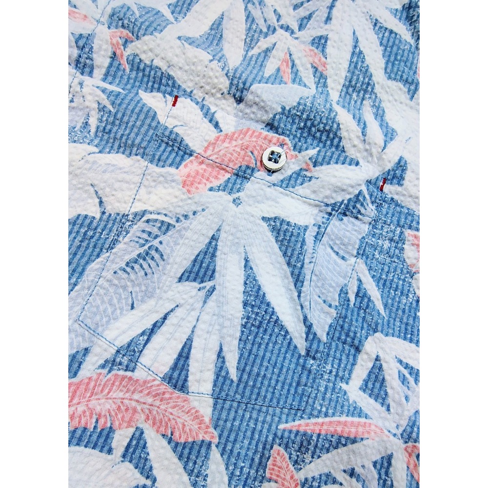 Tommy Bahama Nova Wave Shirt Mens Large Blue Tropical Leaf Cotton Reverse Print - Picture 5 of 11